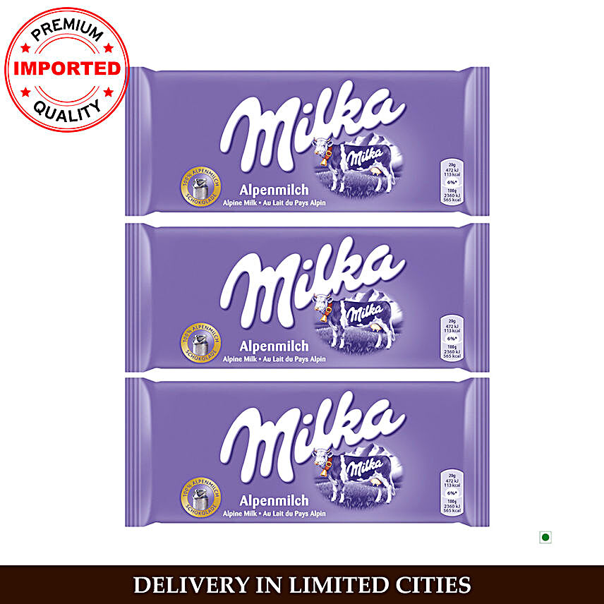Milka Alpine Milk Chocolate Bar Pack Of 3
