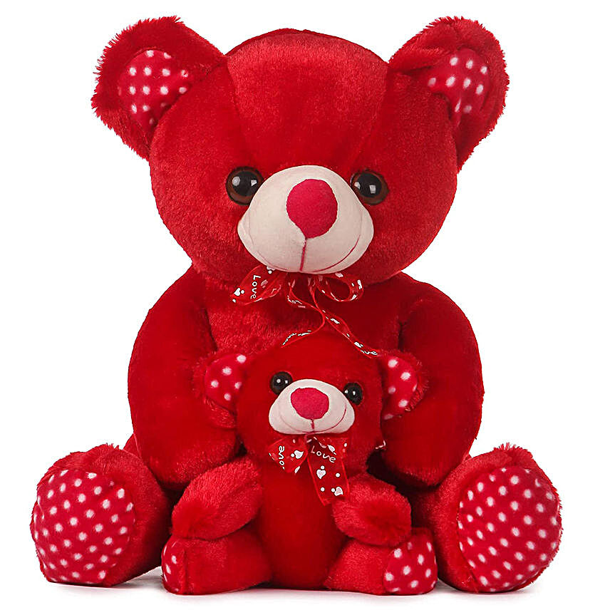 Cute Red Mother & Baby Teddy Bear