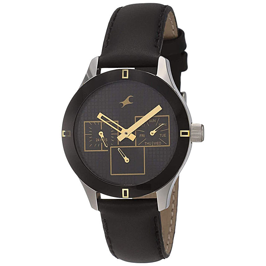 Fastrack Monochrome Analog Black Dial Womens Watch