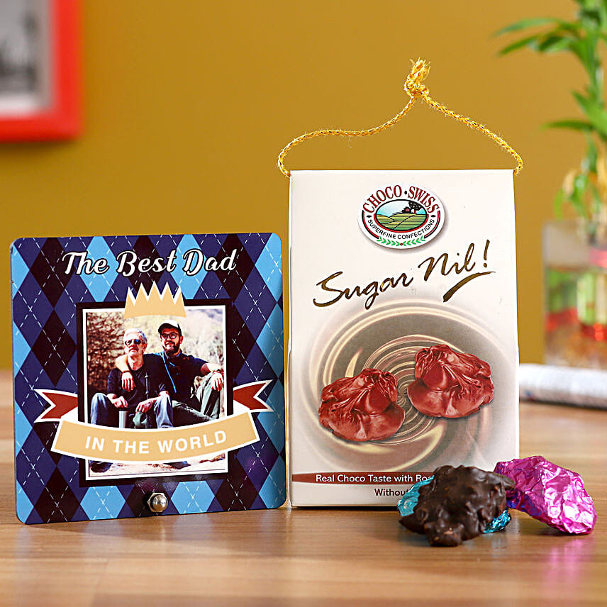 Personalised Best Dad Table Top and Chocolate