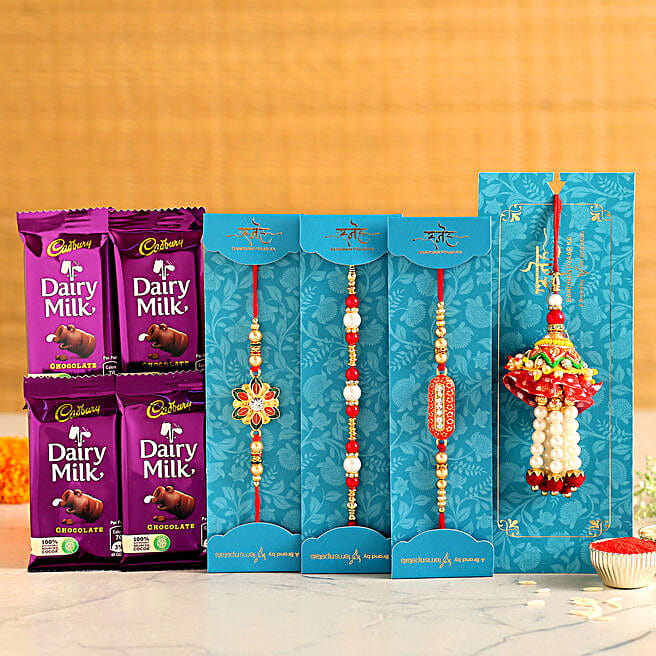 Buy/Send Grand Rakhi Set & Dairy Milk Online FNP