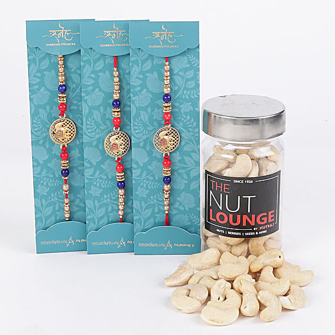 Buy/Send metal moti rakhi n dry fruits mp468 Online- FNP