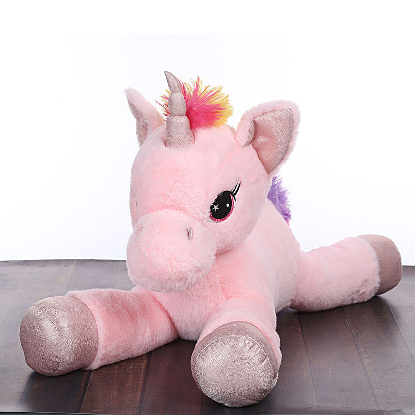 Mirada Pink Glitter Horn Unicorn Soft Toy