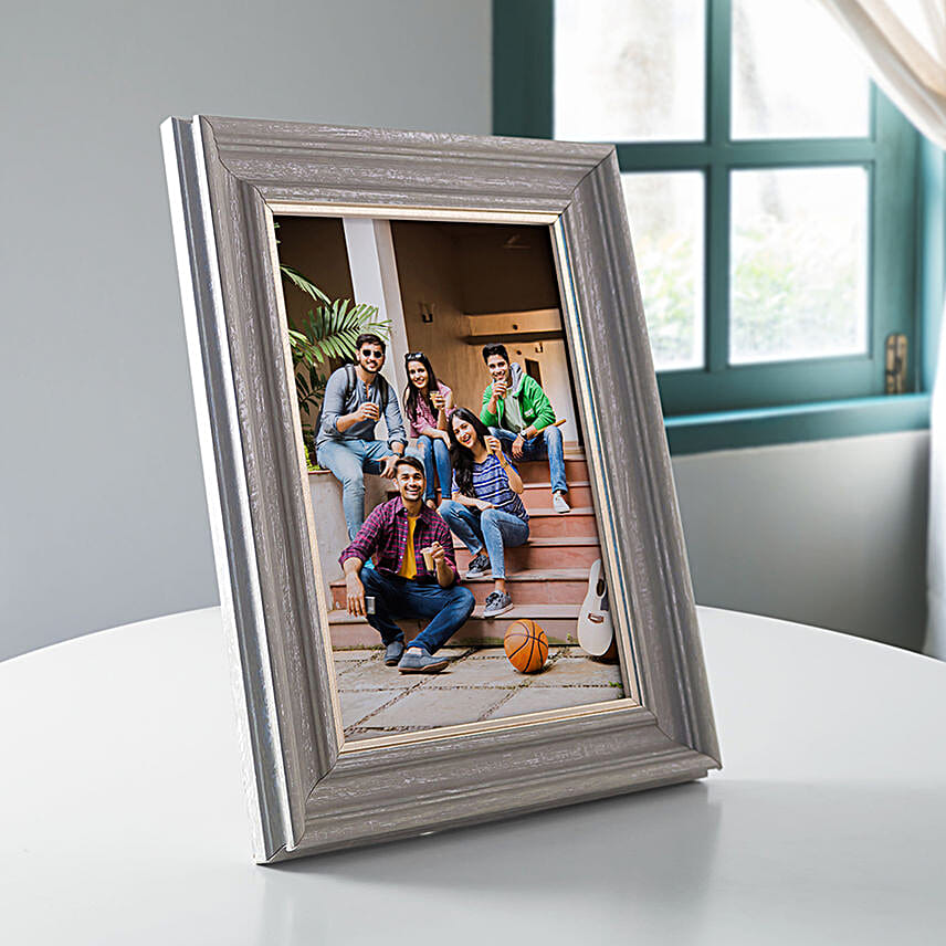 Buy/Send Personalised Grey Wooden Table Top Photo Frame Online FNP
