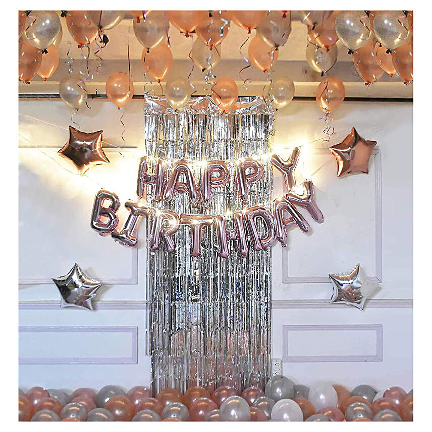 Rose Gold Theme Birthday Balloon Decor