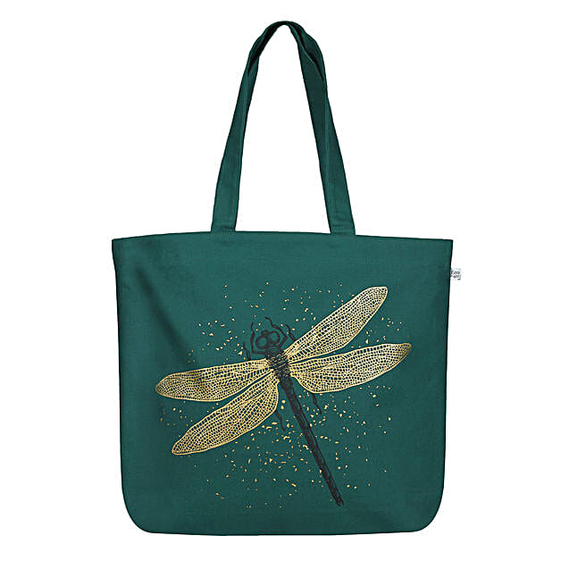 Buy/Send EcoRight Canvas Dragonfly Green Tote Bag Online- FNP