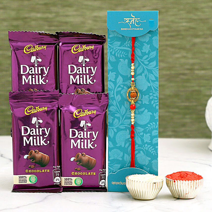 Rudraksha Divine Rakhi and Chocolates:Raksha Bandhan Chocolates