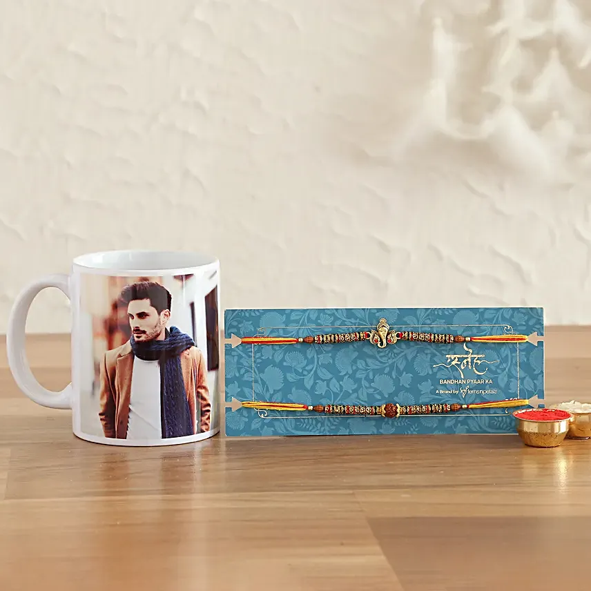 Set of 2 Rakhi & Personalised Photo Mug