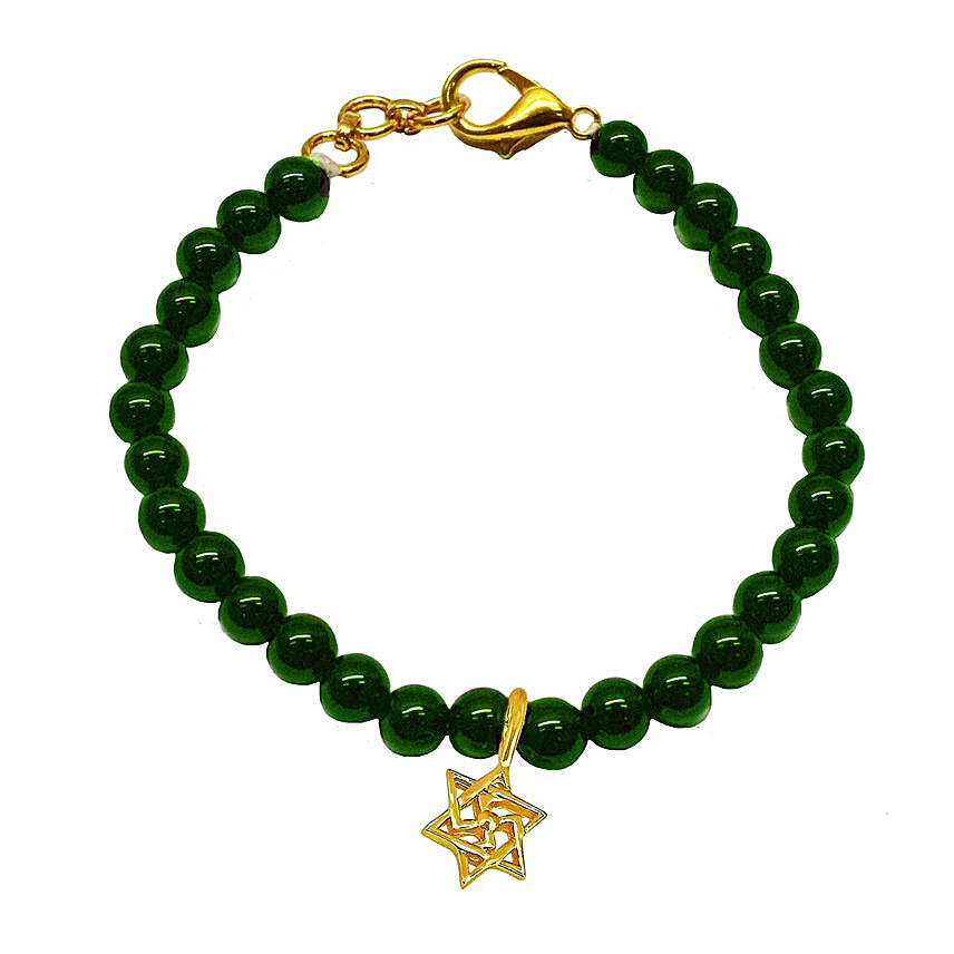 Gold Plated Swastik Green Onyx Bracelet Rakhi