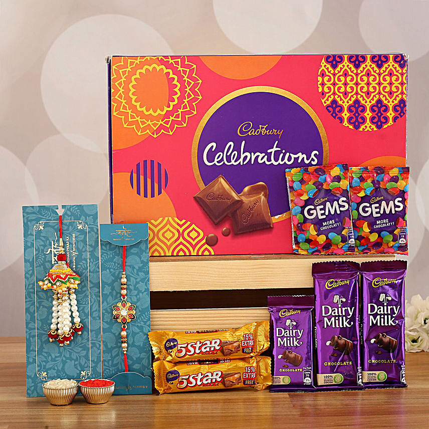Celebrations Box & Designer Rakhi Combo
