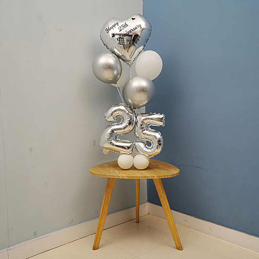 Silver 25th Anniversary Balloon Bouquet