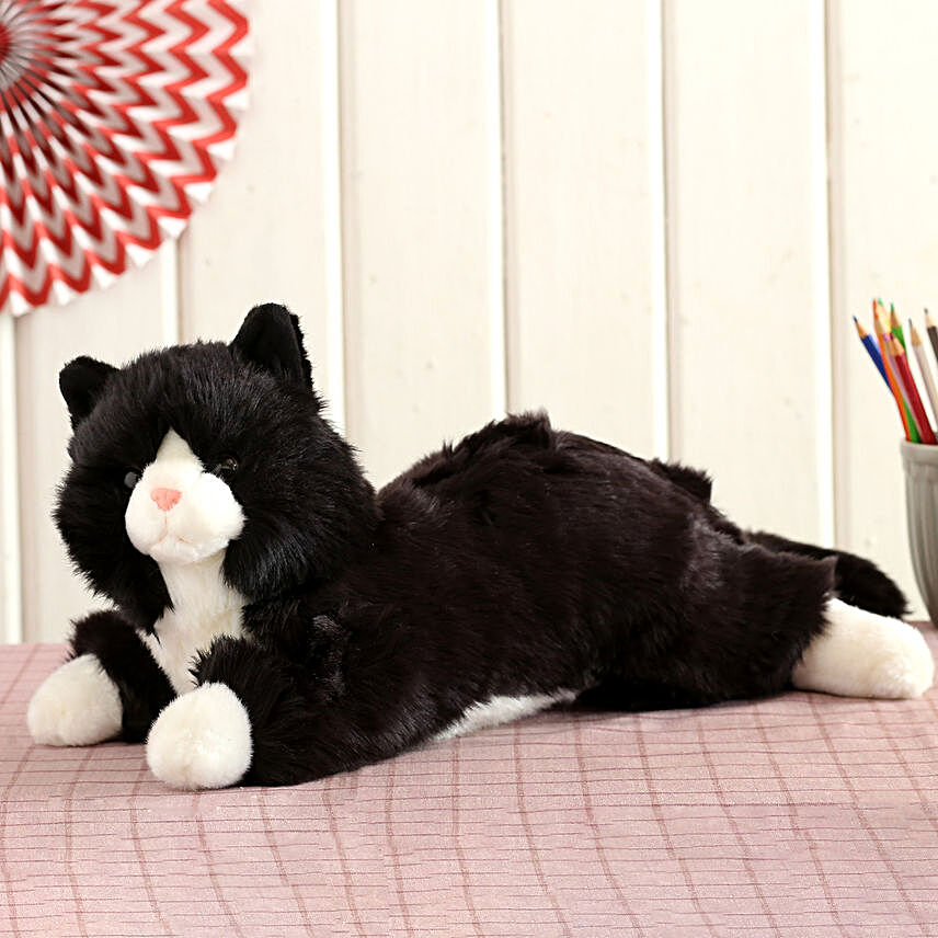 Wild Republic Black & White Sitting Cat Soft Toy