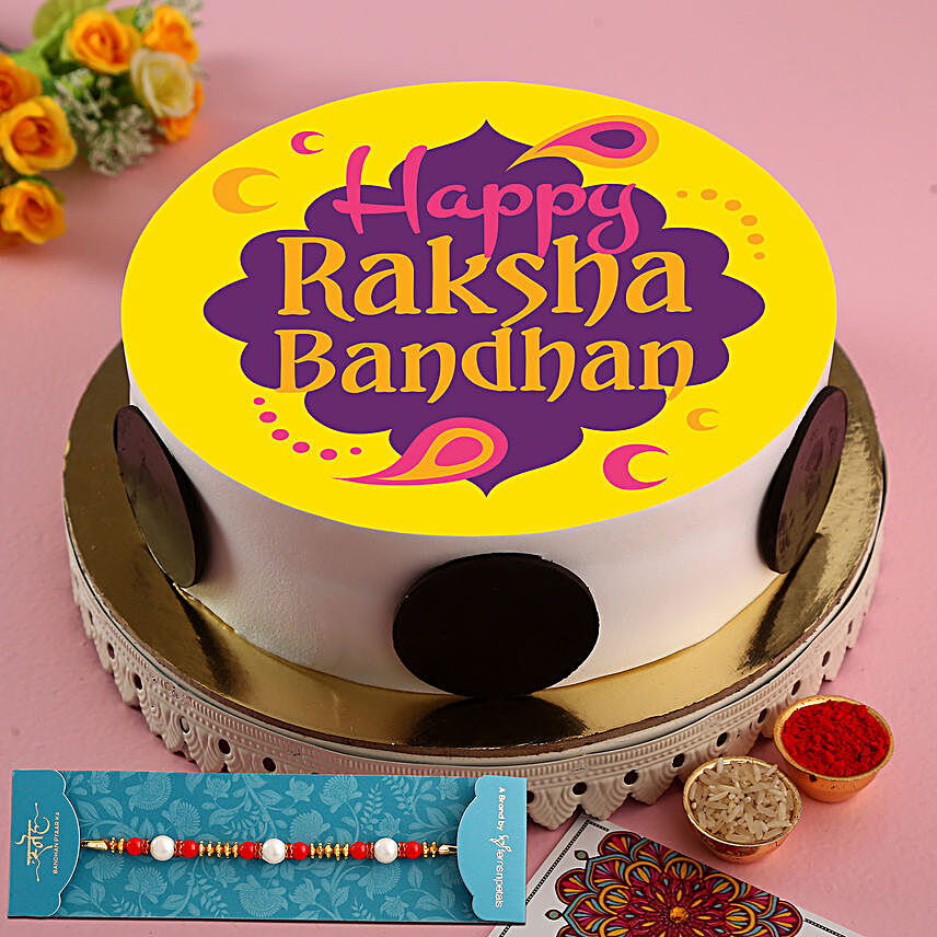 Rakshabandhan Pineapple Photo Cake:Send Designer Rakhi