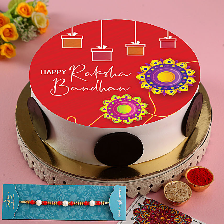 Rakshabandhan Wishes Pineapple Photo Cake:Send Designer Rakhi