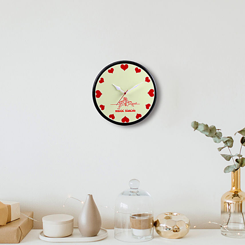 Personalised Red Hearts Wall Clock