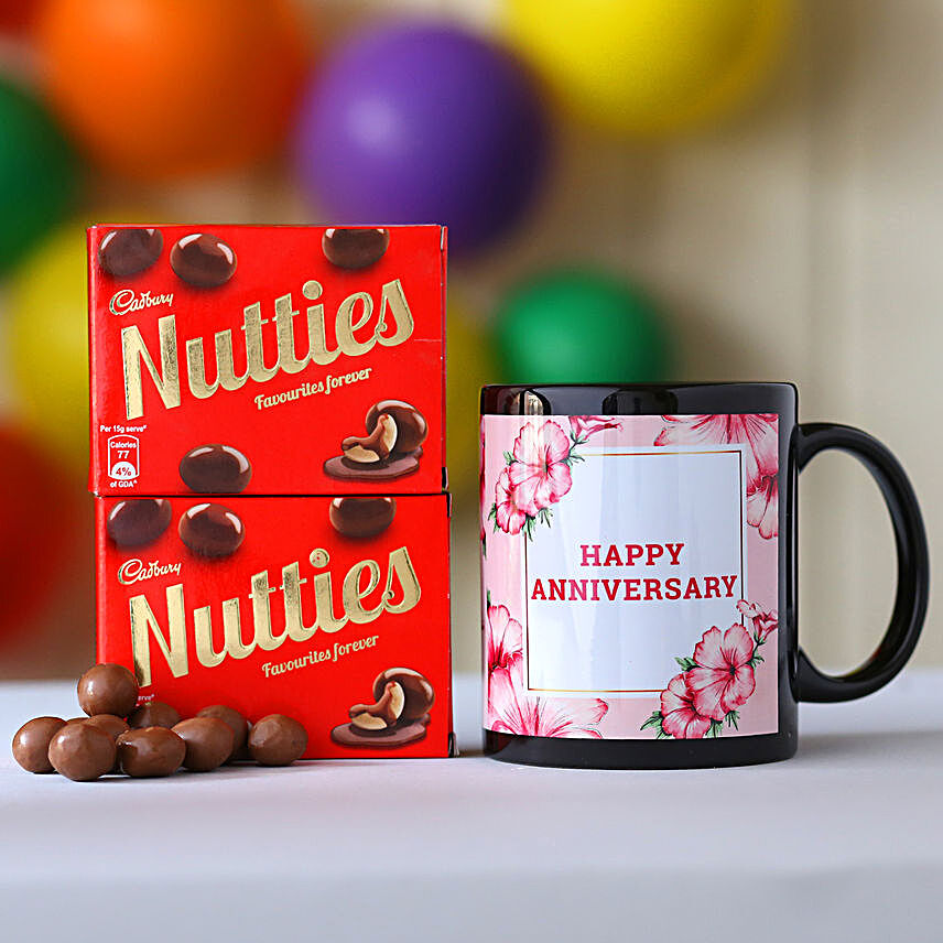 Happy Anniversary Black Mug & Nutties