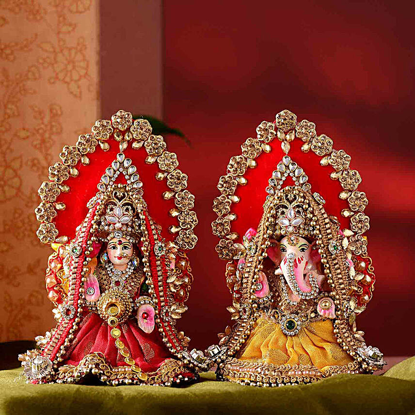 Beautiful Lakshmi Ganesha Idol Set:Ganesh and Lakshmi Idols