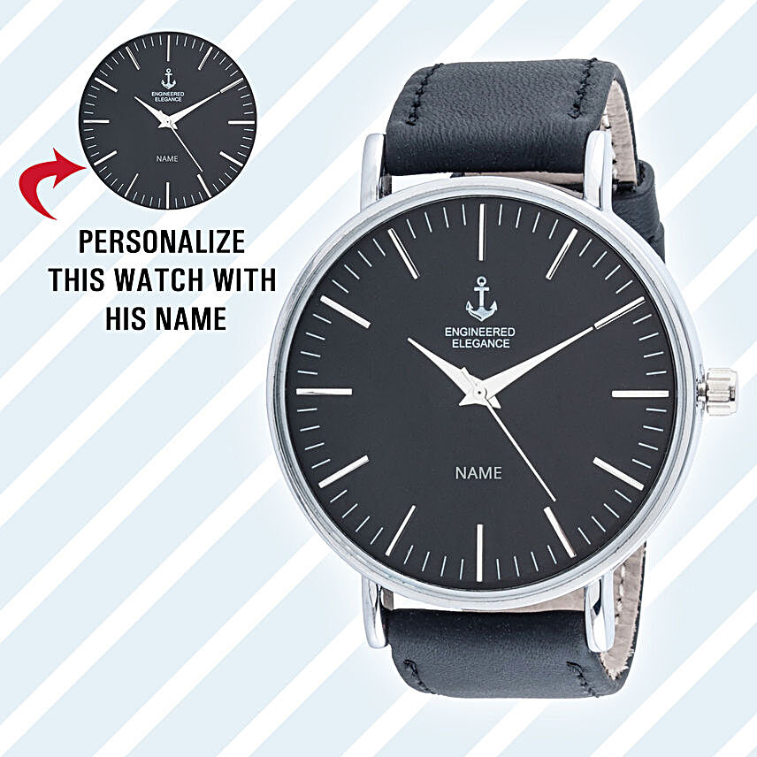 Tzaro Personalised Black Dial Watch