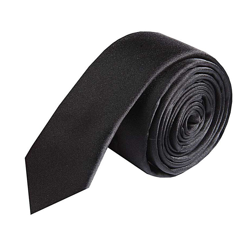 Black Polyester Plain Necktie