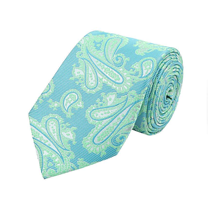 Blue Paisley Tie With Pocket Square
