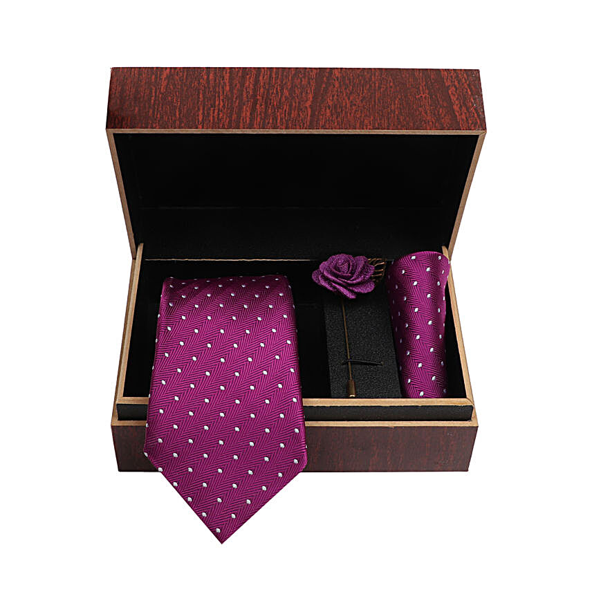 Orange Polka Dots Tie With Pocket Square Lapel Pin:Accessories