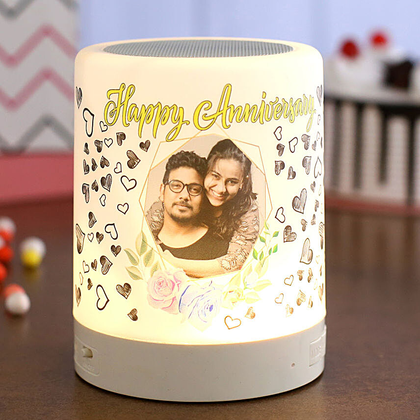 Personalised Happy Anniversary LED Speaker:Personalised Electronic Gadgets