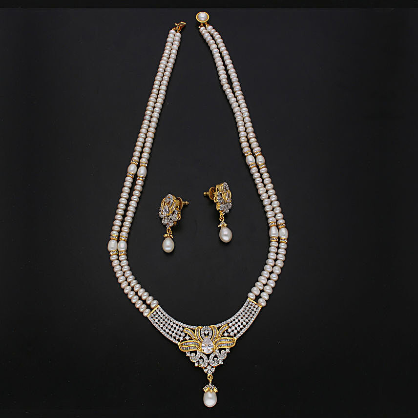 Sri Jagdamba Pearls Classy Necklace Set:Gift Jagdamba Pearls Jewellery