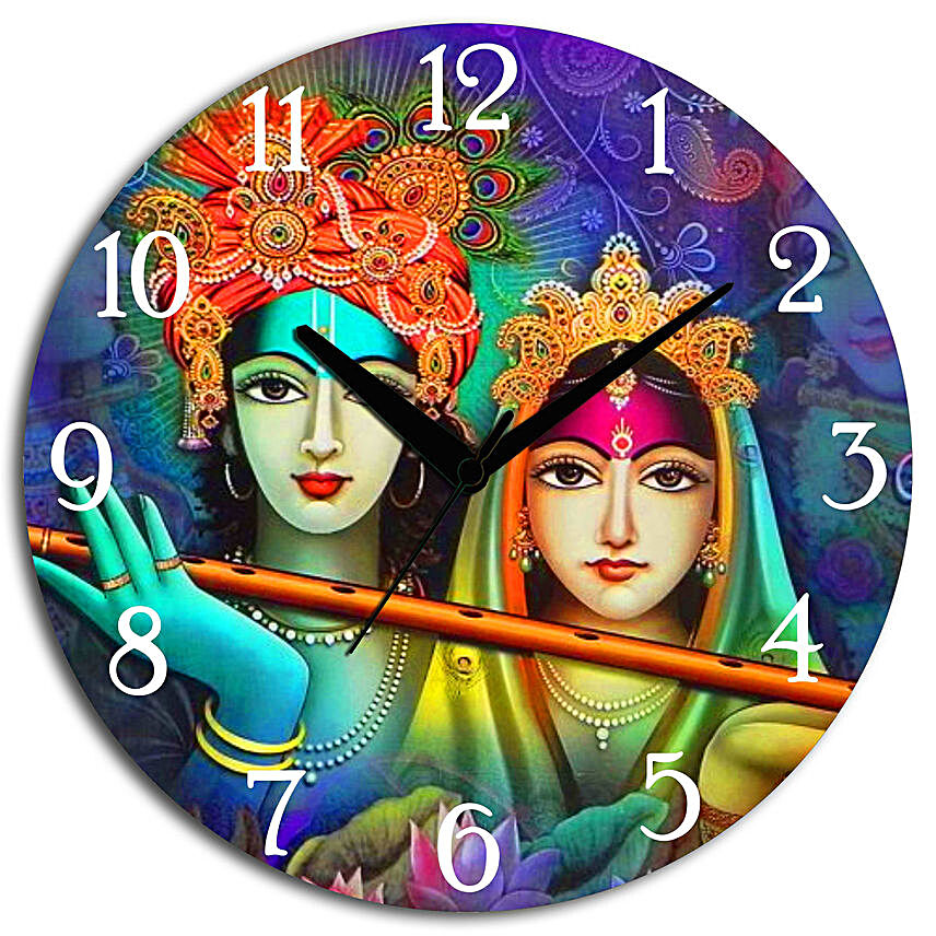 Radha Krishna Multicoloured Wall Clock:Gifts for Grandparents