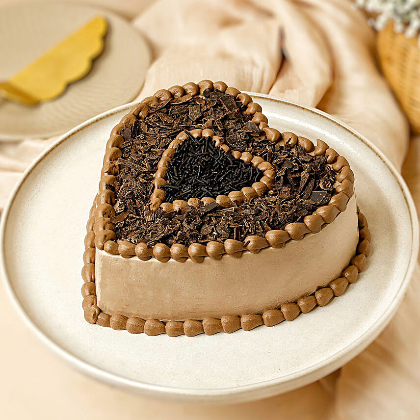 Delicious Heart Shaped Chocolate Cake:1st Anniversary Cakes