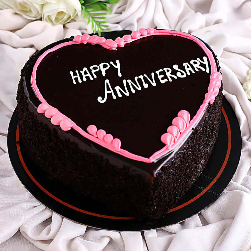 Happy Anniversary Heart Shaped Cake