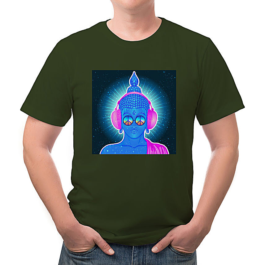 Buddha Unisex Olive Green T-Shirt- Small