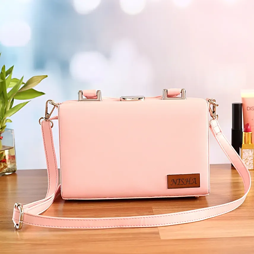 Personalised Pink Box Bag:Personalised Fashion Accessories