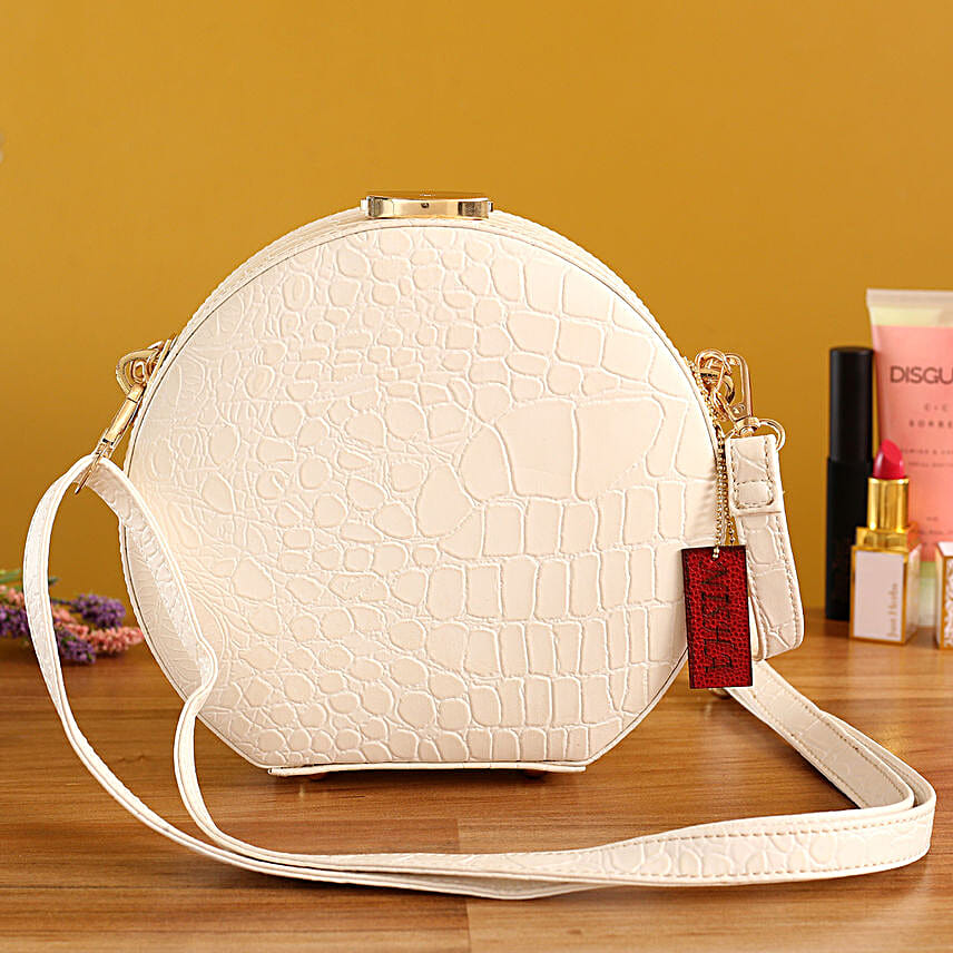 Personalised Round Shaped White Sling Bag