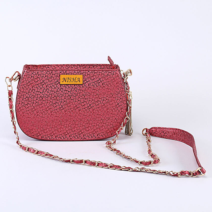 Buy Send Personalised Textured Red Sling Bag Online FNP