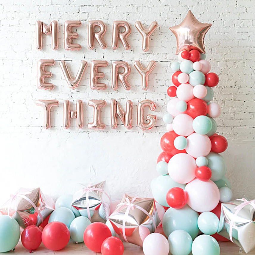Merry Every Thing Balloon Arrangement:Send Christmas Gifts For Girlfriend