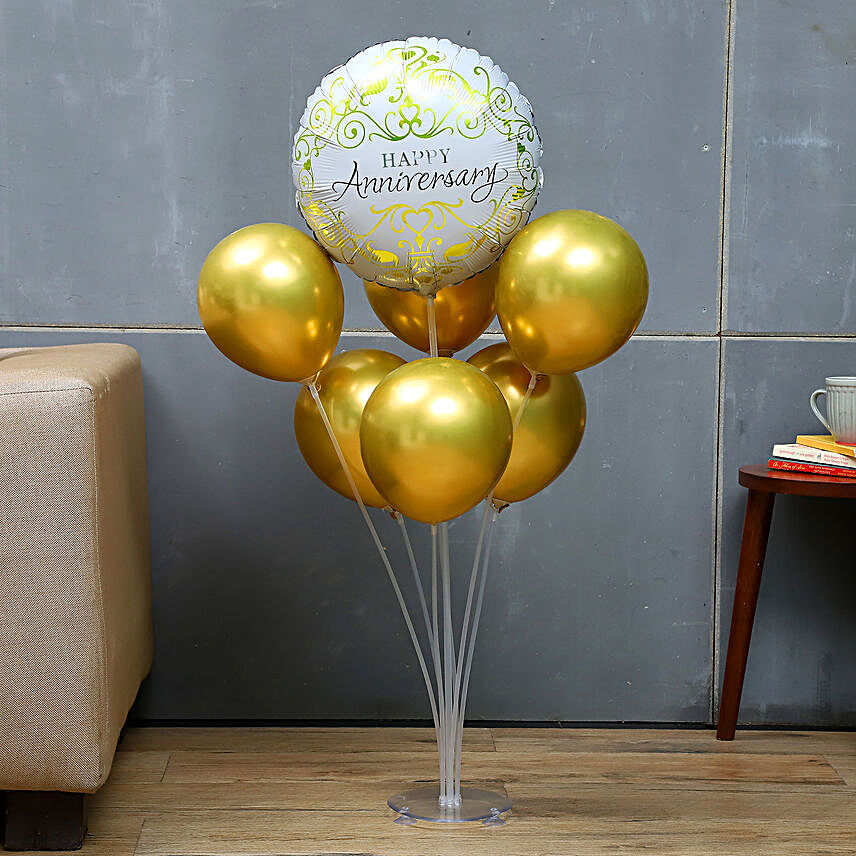 Golden Happy Anniversary Balloon Bouquet