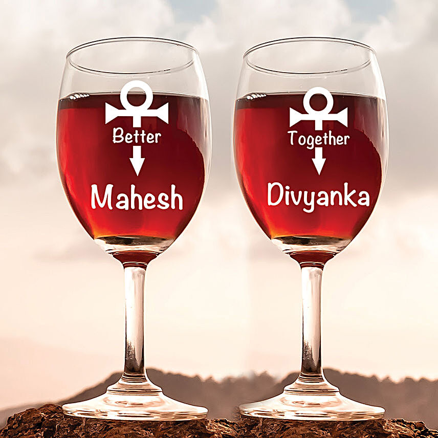 Personalised Better Together Wine Glasses Set of 2