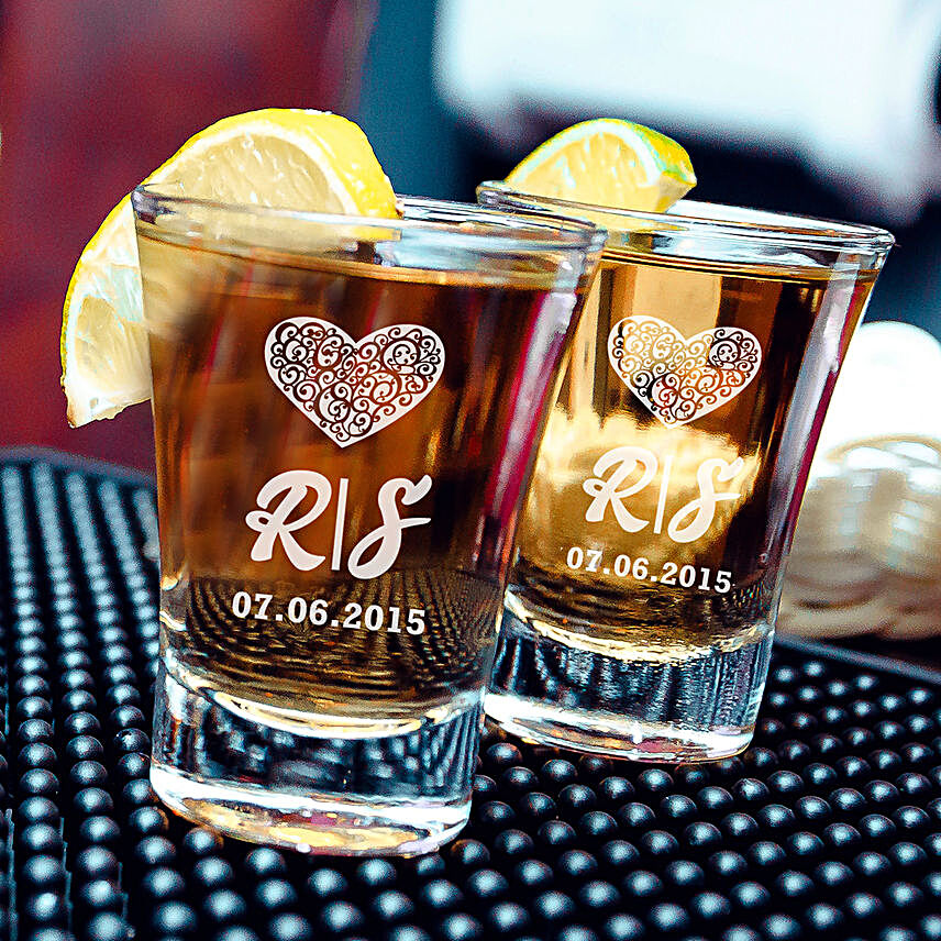 Personalised Love Shot Glasses Set of 2:Personalised Tequila Shot Glass
