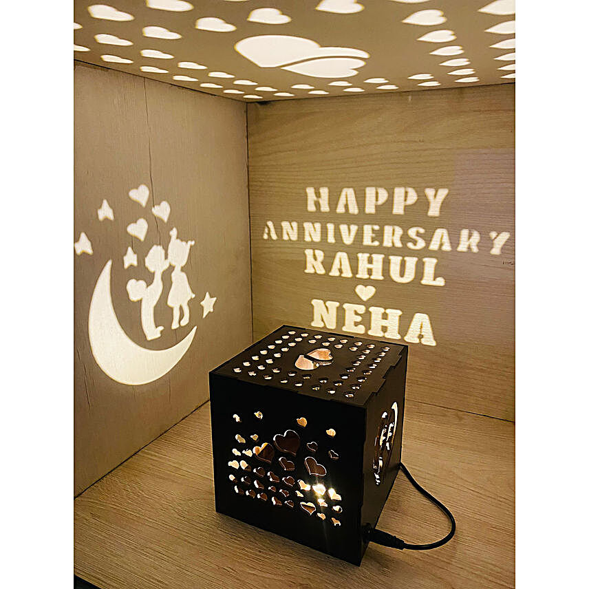 Personalised Happy Anniversary Shadow Box:Personalised Lamp