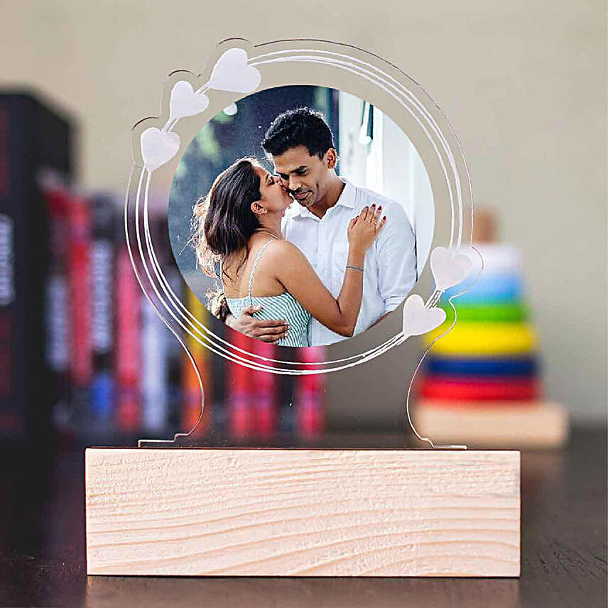 Personalised Round LED Night Lamp:Anniversary Gifts
