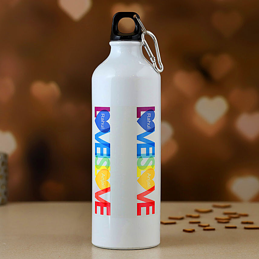 Personalised Lovesome White Bottle:Designer Personalised Water Bottles