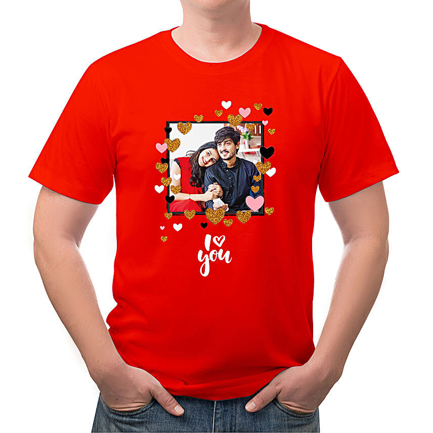 Personalised I Love U Red T-Shirt- Medium