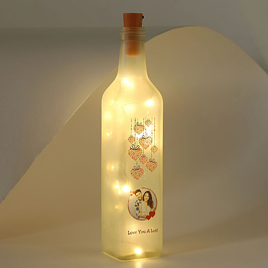 Personalised Love U A Lot Frosted LED Bottle Lamp:Bottle Lamp