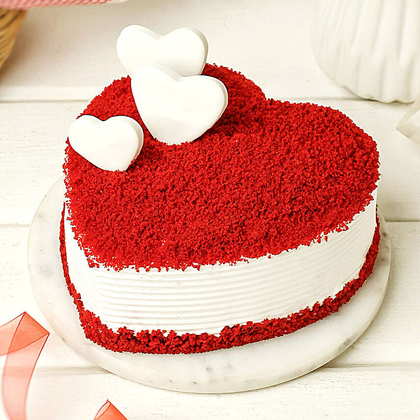 Valentine s Heart Red Velvet Cake:Send Gifts For Kiss Day