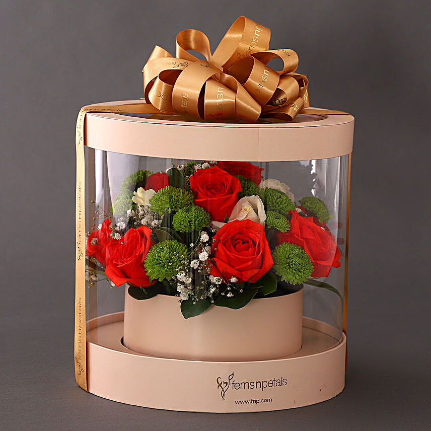Floral Mix N Ferrero Rocher Premium Beige Box:Gifts for Grandmother