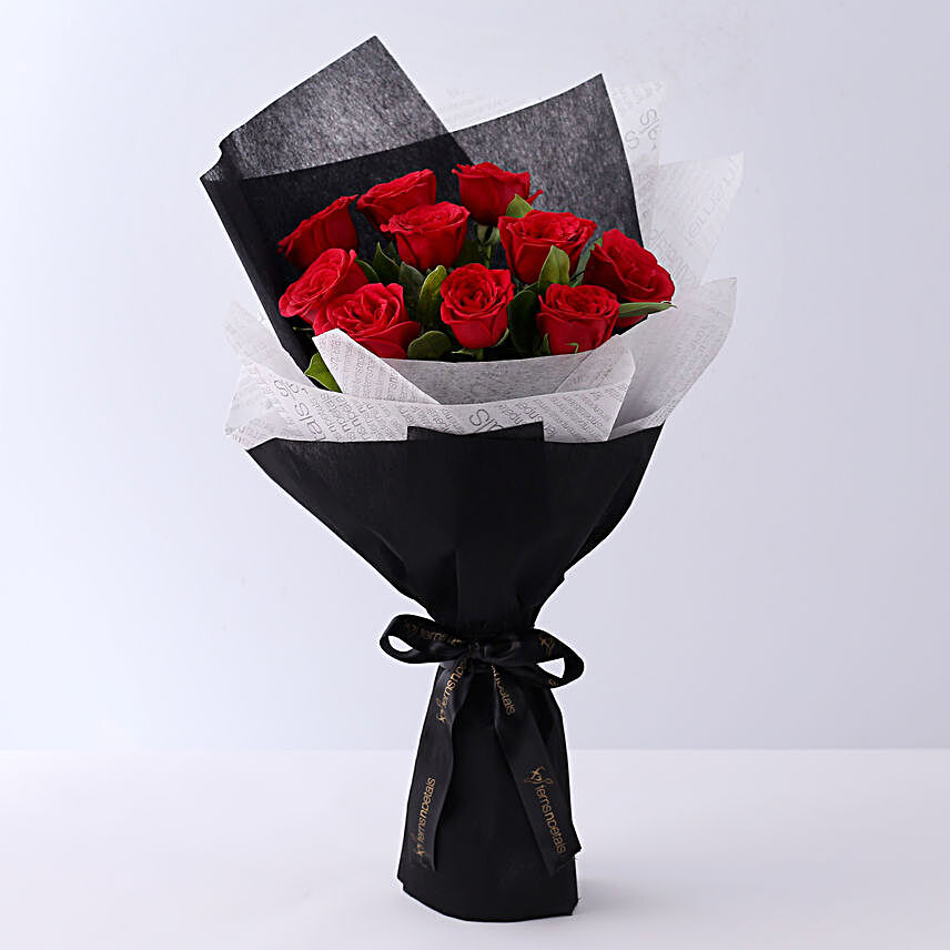 Premium Red Roses Double Wrapped Bouquet:Fresh Red Roses