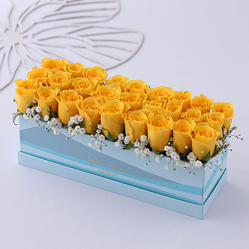 Vibrant Yellow Roses Gift Box