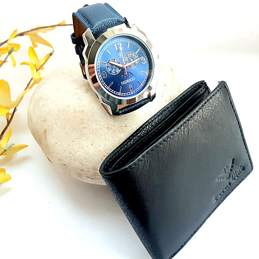 Fedrigo Mens Strap Watch and Porus Club Wallet:Watches