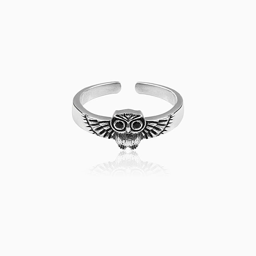 Giva Oxidised Silver Soaring Owl Ring