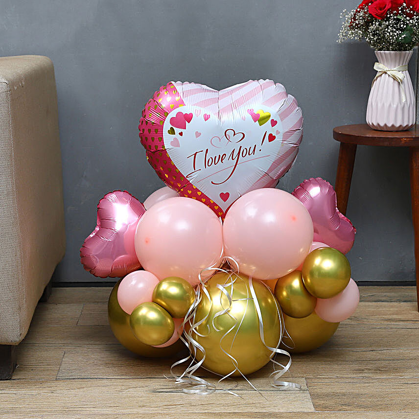 I Love U Balloon Arrangement:Anniversary Gifts